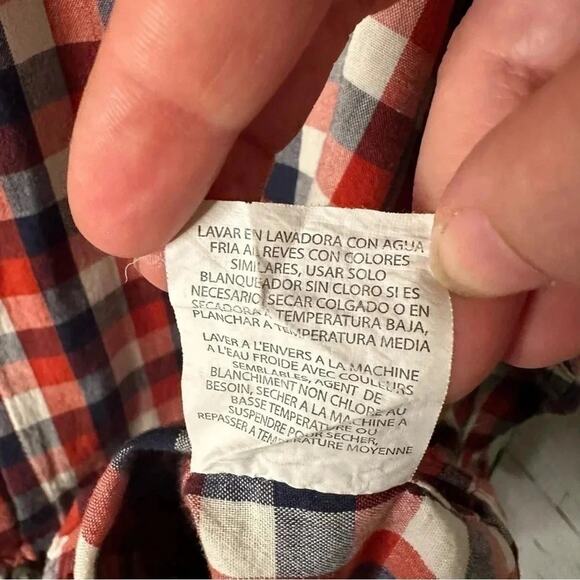 Wrangler plaid button-down cotton shirt red white & blue western - Picture 3 of 7